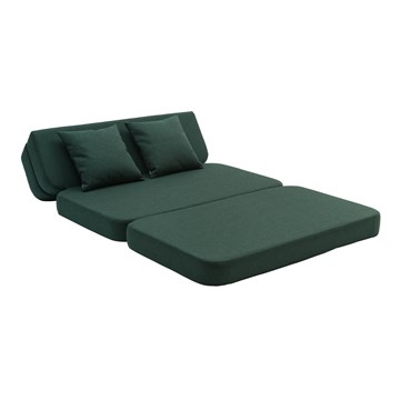 by KlipKlap KK 3 Fold Sofa Deep Green/Green utfoldet med ryggstøtte