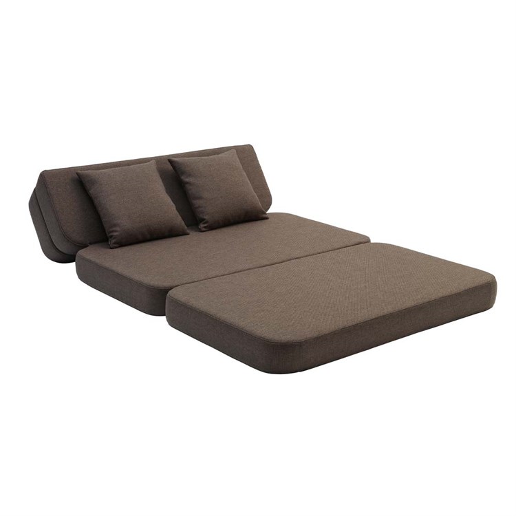 by KlipKlap KK 3 Fold Sofa XL Myk Brun/Sand utfoldet med ryggstøtte