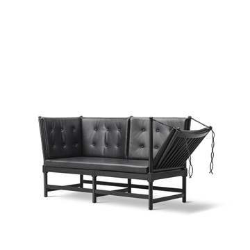 Fredericia Furniture BM1789 Stretch sofa Sort lakkert eik/Sort skinn Side