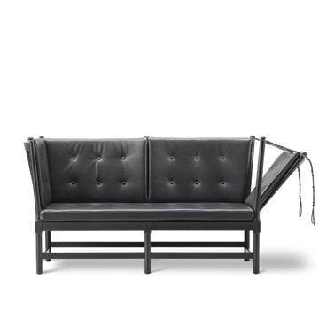 Fredericia Furniture BM1789 Stretch sofa Sort lakkert eik/Sort skinn