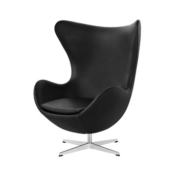 Arne Jacobsen Lenestol Egg i sort skinn Essential Black