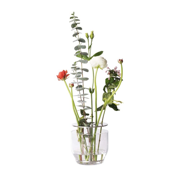 Fritz Hansen Ikebana Vase Liten Rustfritt Stål med blomster