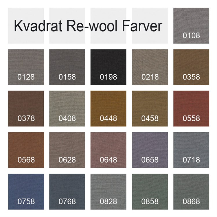 Kvadrat Re-wool tekstil finnes i 21 flotte farger