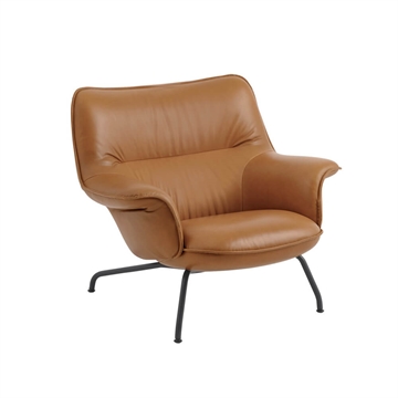 Muuto Doze Lounge Chair Lav rygg / Tube Base Refine Cognac Lær/Antrasitt Svart