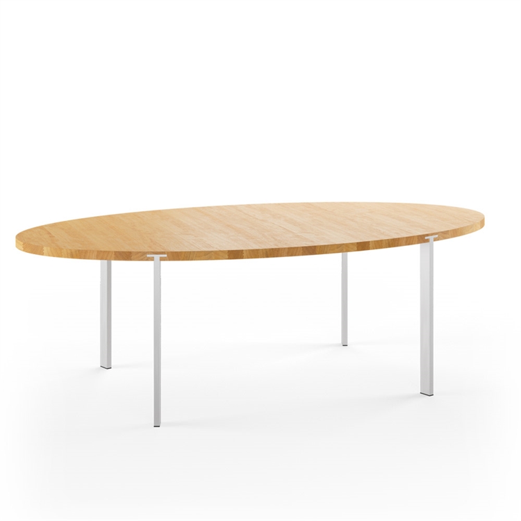 Naver Collection GM2142 Ovalt uttrekkbart spisebord Oljet eik stålunderstell skråstilt