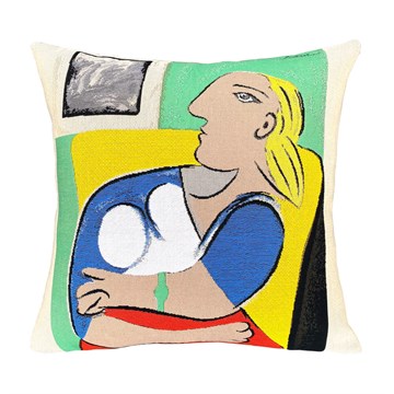 Poulin Design Picasso Cushion Femme Dans Un Fauteuil Jaune