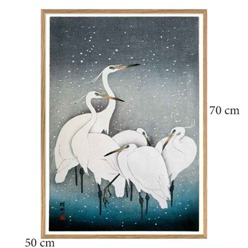 The Dybdahl Co Poster Snowy Herons Eik ramme 50x70