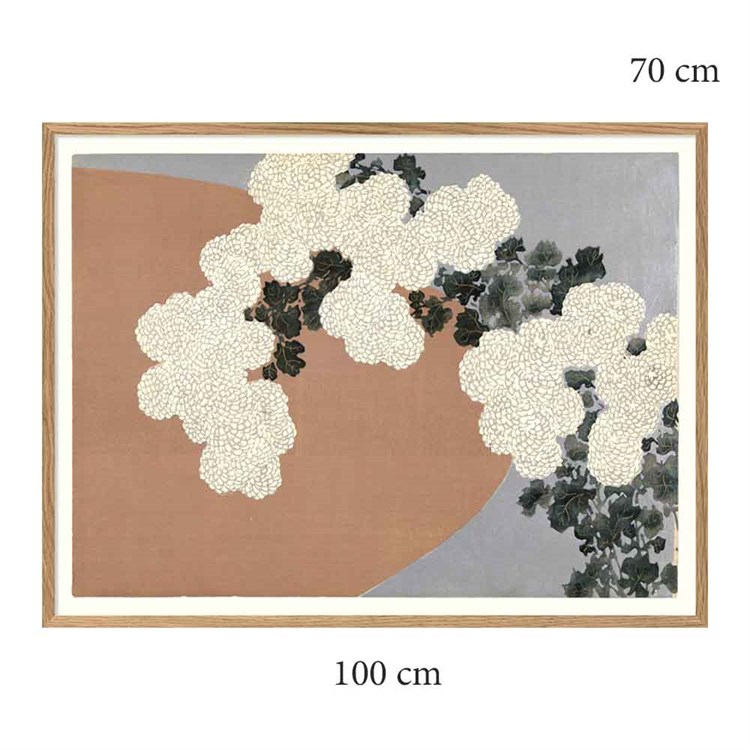 The Dybdahl Co Poster Chrysanthemum med eikeramme 100x70