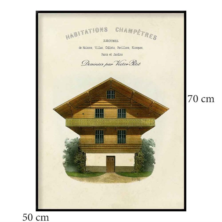 The Dybdahl Co Poster Habitations Champêtres svart ramme 50x70
