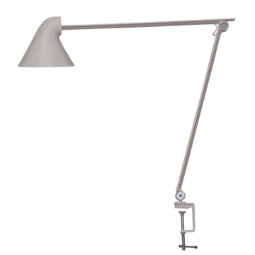 Louis Poulsen NJP Bordlampe med bordklemme lys grå